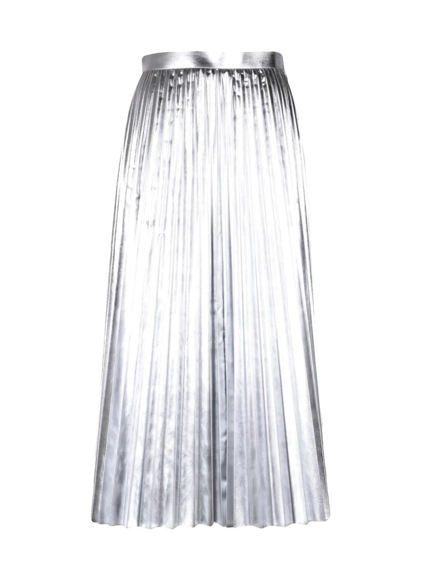 Junya Watanabe X Comme Des Garçons Silver Pleated Fluid Polyester Maxi Skirt