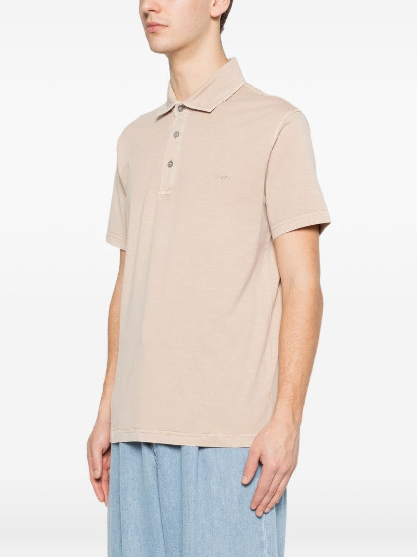 Fay Minimalist Beige Polo Shirt With Classic Collar And Logo Detail