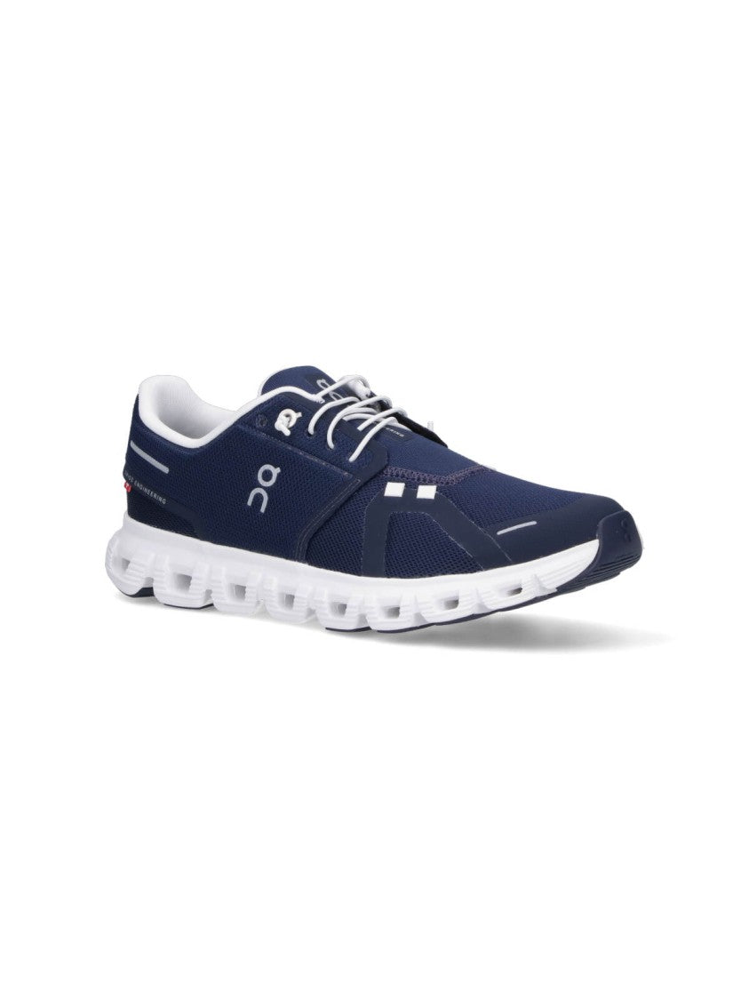 On Navy Blue Mesh Sneakers With Rounded Toe
