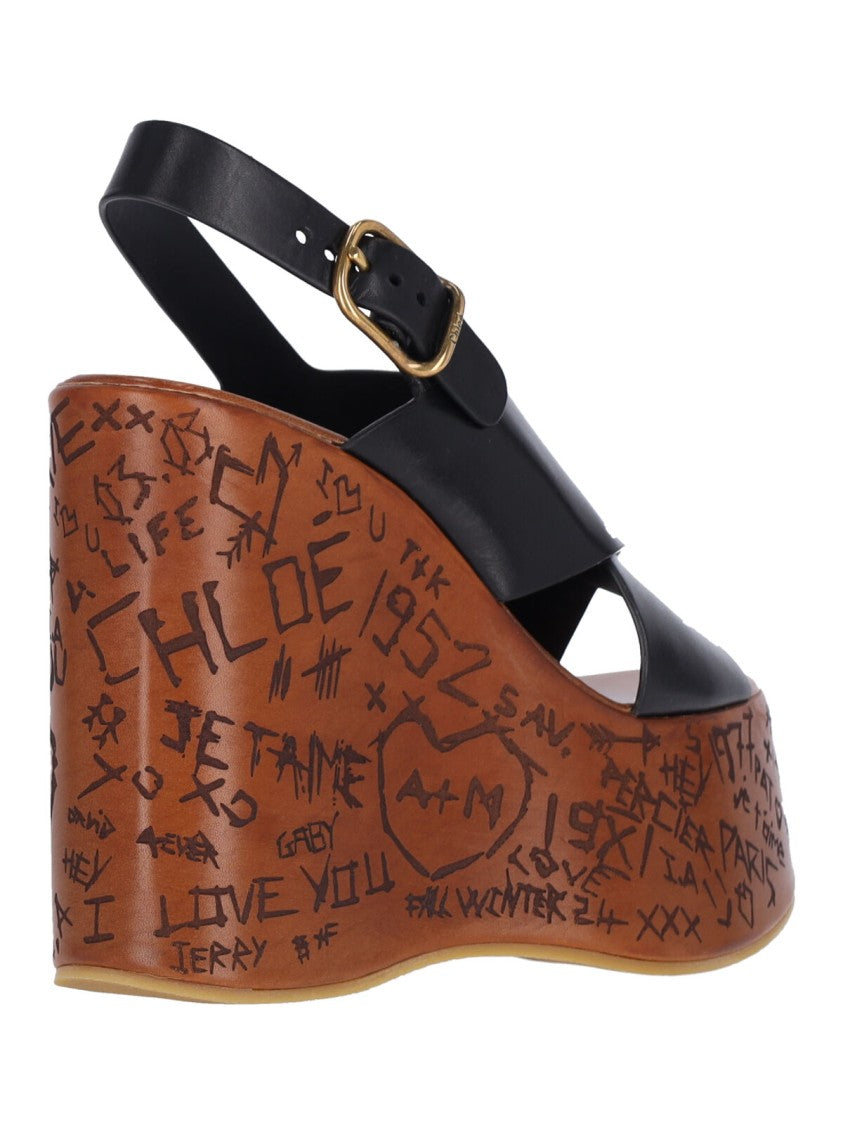Chloé Black Wedge Sandals