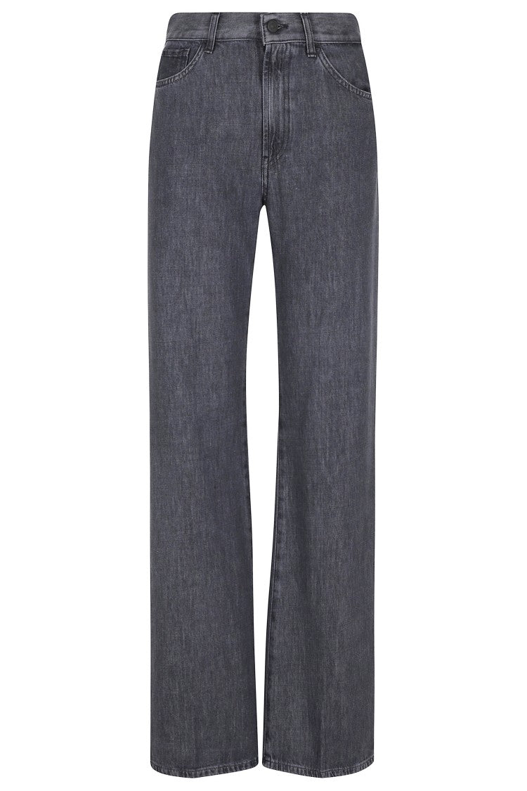 Dondup Dark Blue Amber Five-Pocket Cotton-Blend Wide-Leg Jeans