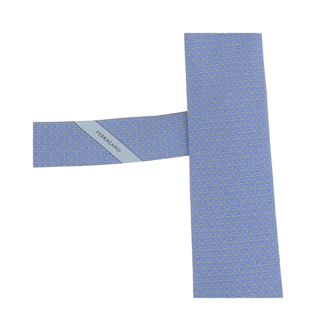 Salvatore Ferragamo Light Blue Geometric Patterned Silk Tie