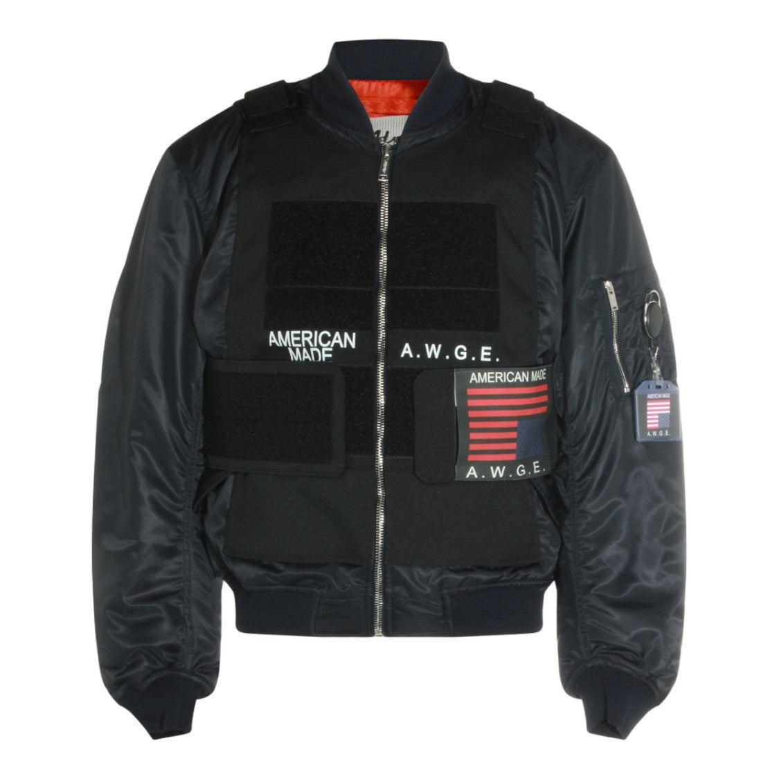 Awge Bomber Jacket With Ribbed Cuffs And Signature Patches