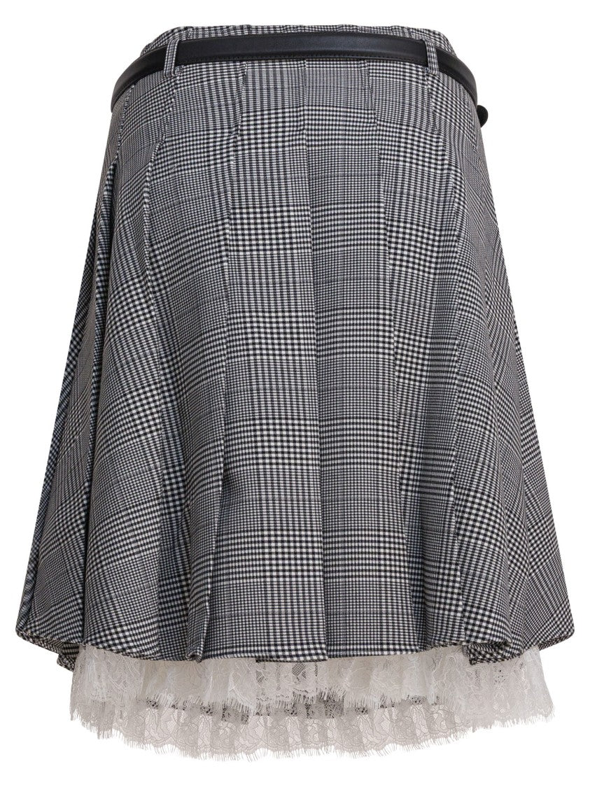 Self-Portrait Grey Pleated Midi Skirt
