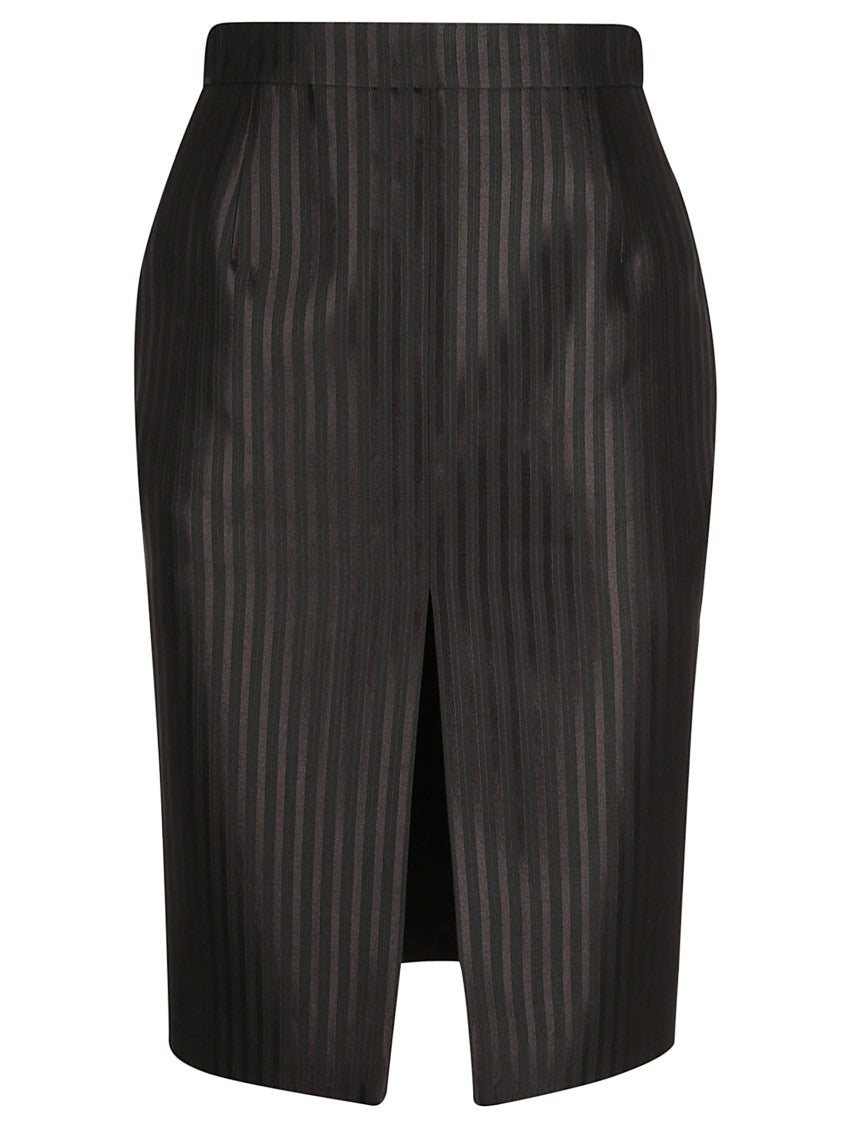 Saint Laurent Knee-Length Skirt With Vertical Stripe Pattern