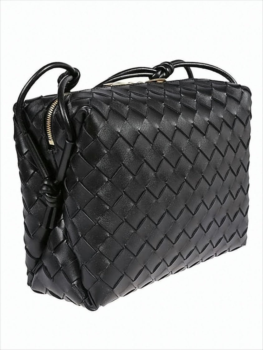 Bottega Veneta Woven Black Lambskin Crossbody Bag
