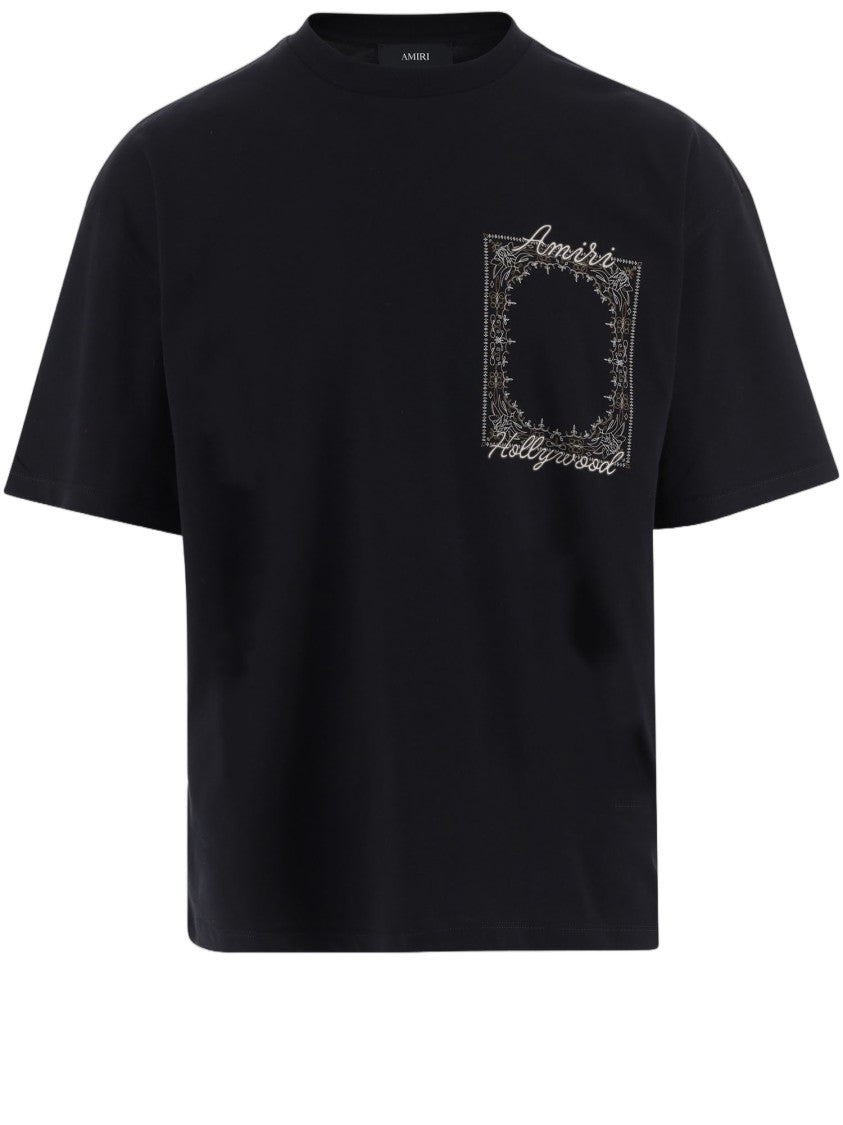Amiri Black Contrast Logo Print Cotton T-Shirt