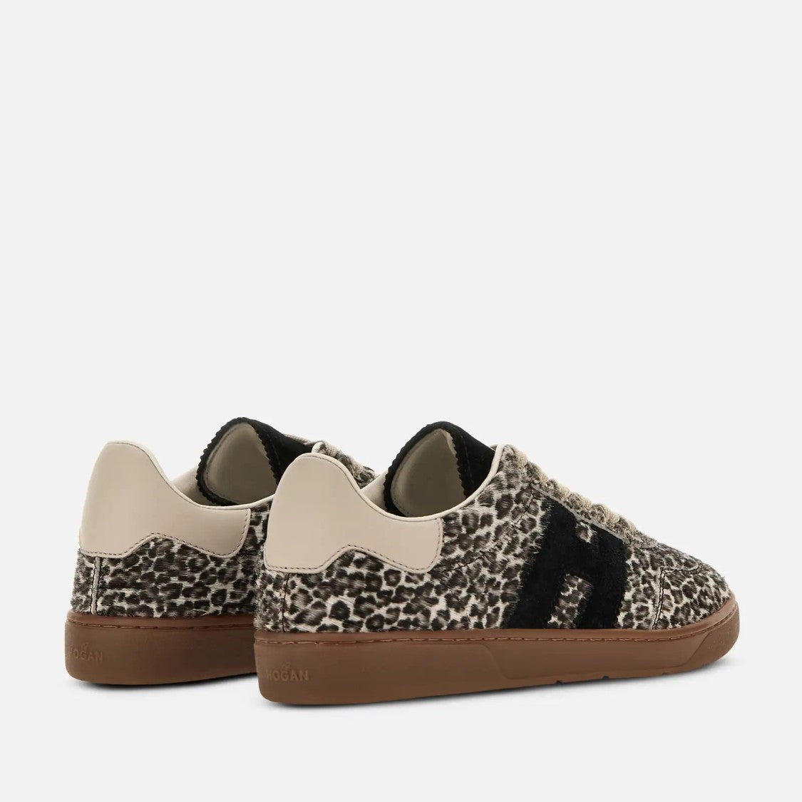 Hogan Leopard Print Textured Fur Sneakers