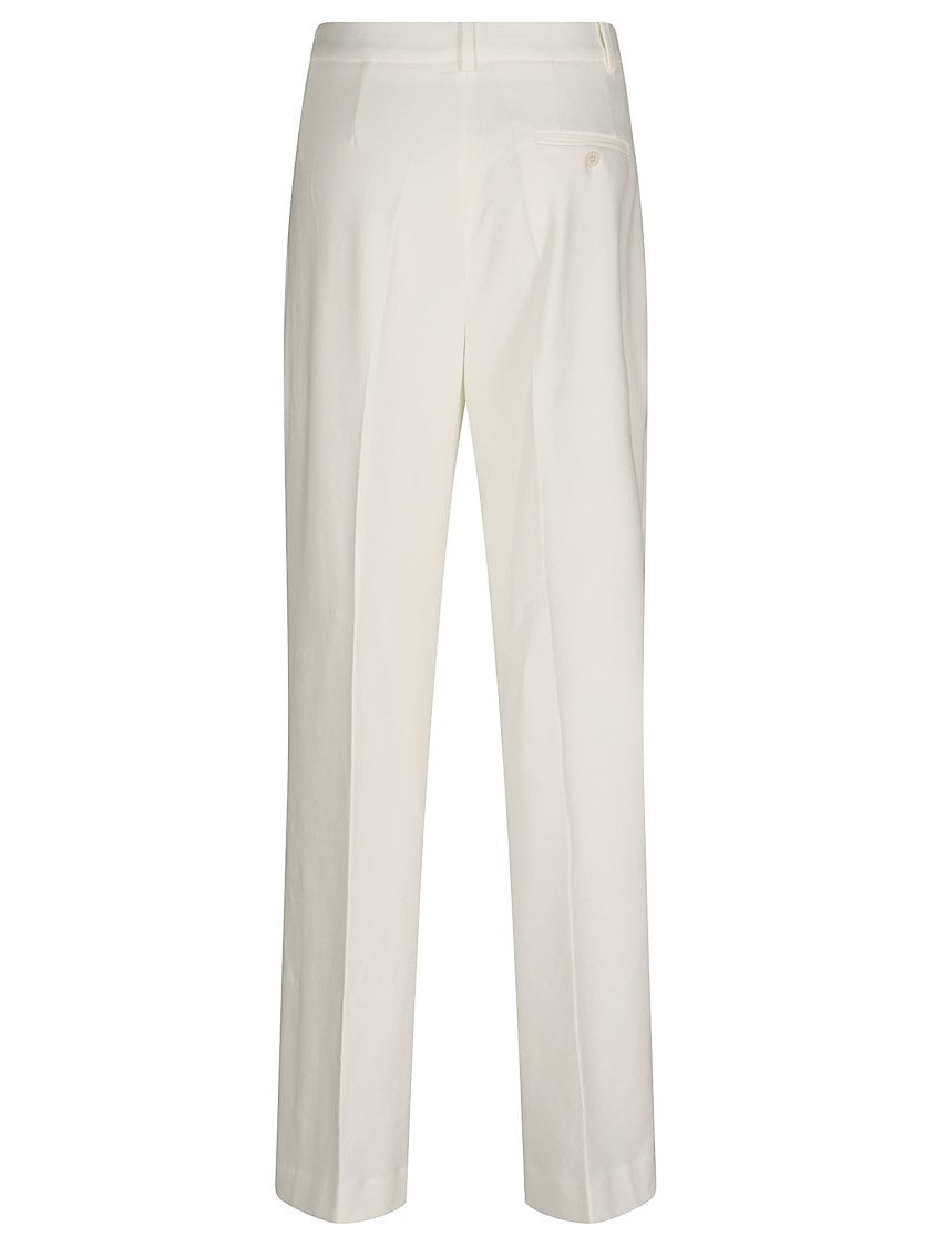 Circolo 1901 Straight-Cut White Trousers With Zip Closure And Belt Loops
