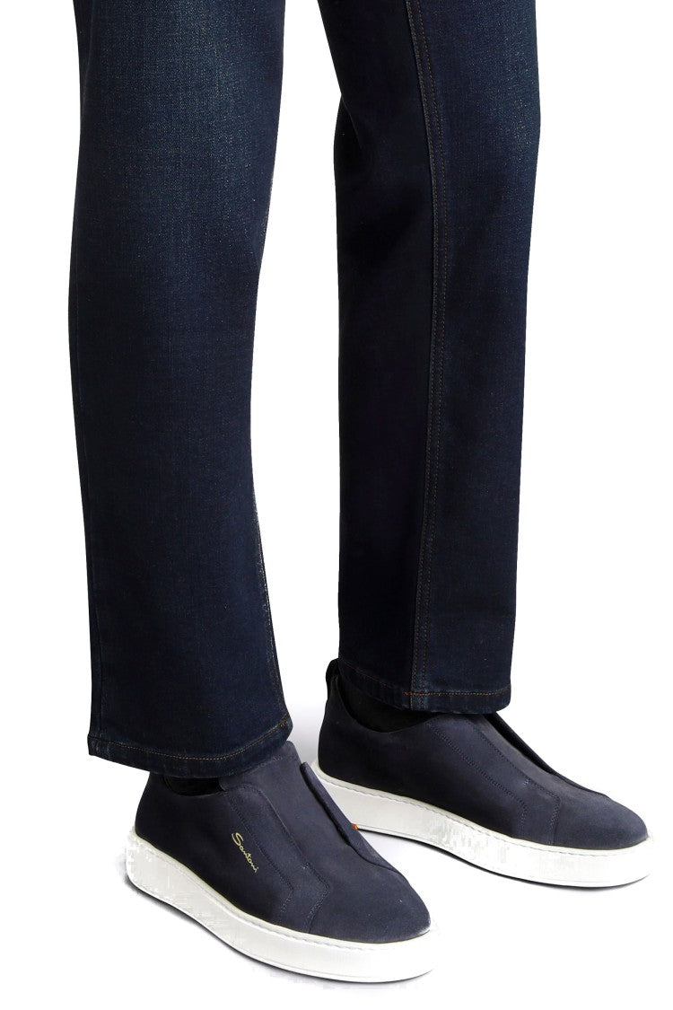 Santoni Suede Slip-On Sneakers
