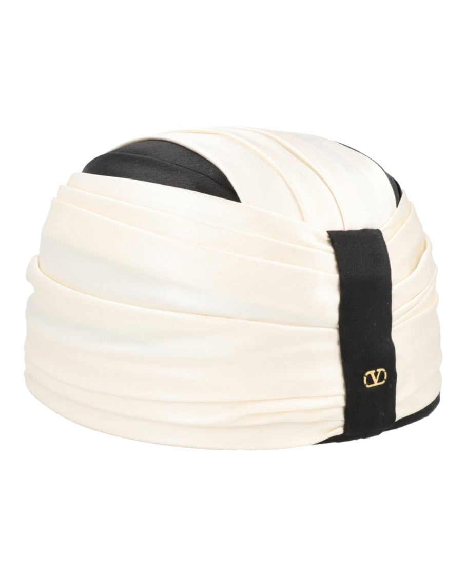 Valentino Silk Turban With Pleated Color-Blocked Design And Vlogo Signature