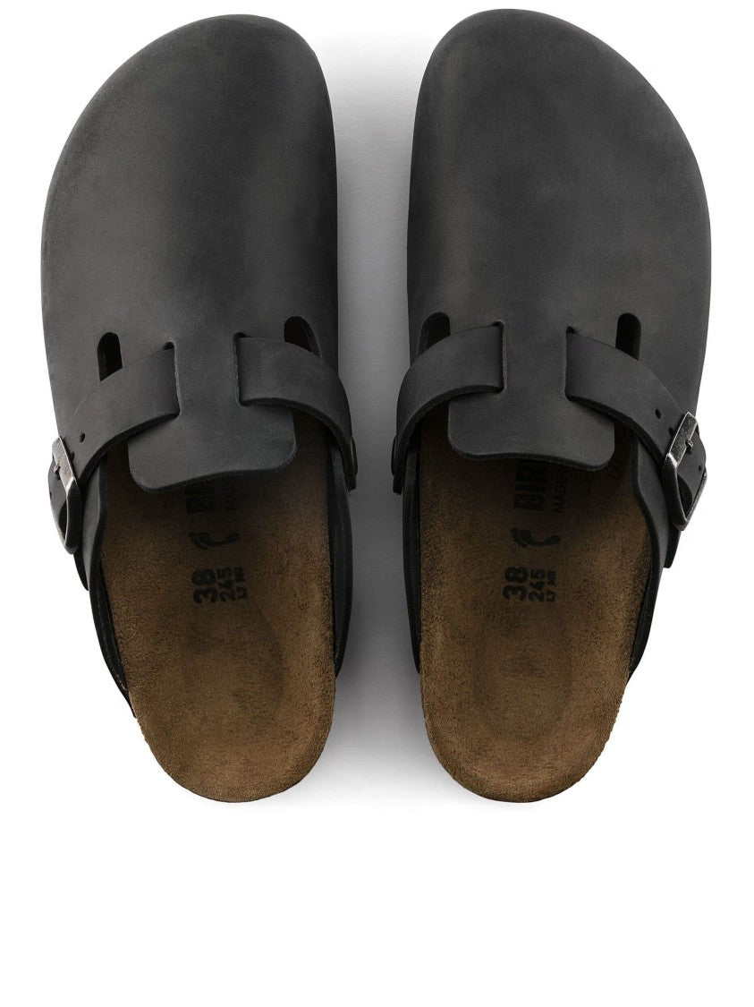 Birkenstock Seamless Black Nubuck Slip-On Shoes With Adjustable Strap