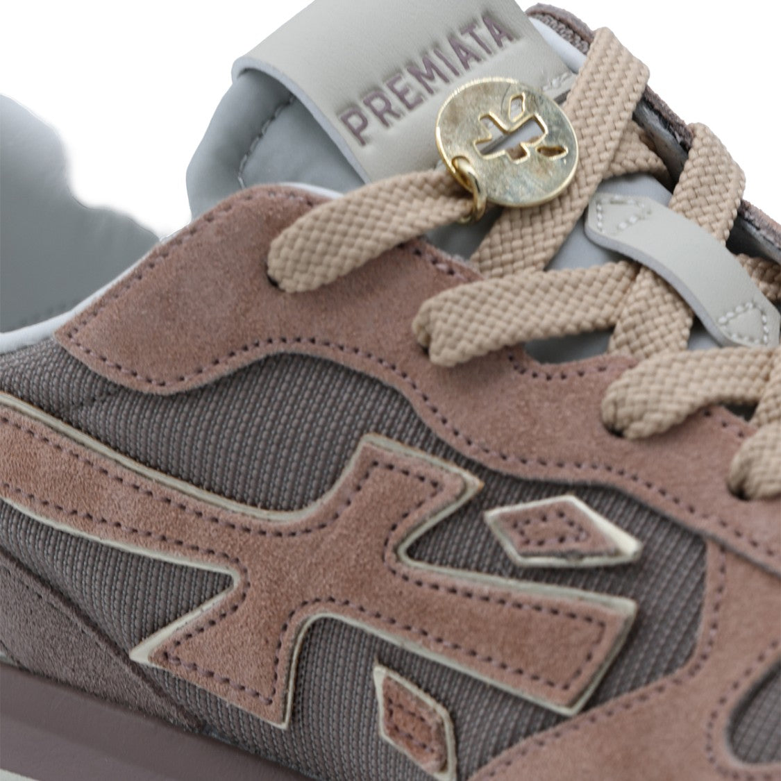 Premiata Layered Suede Mesh Metallic Accent Sneakers