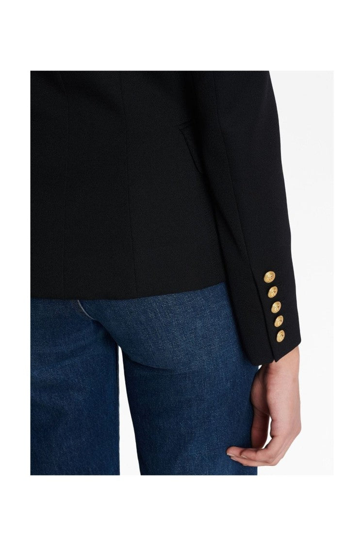 Balmain Black Double-Breasted Viscose-Blend Blazer