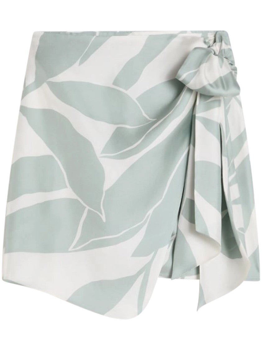 Max Mara Asymmetrical Wrap Skirt With Abstract Leaf Print And Side Bow Detail