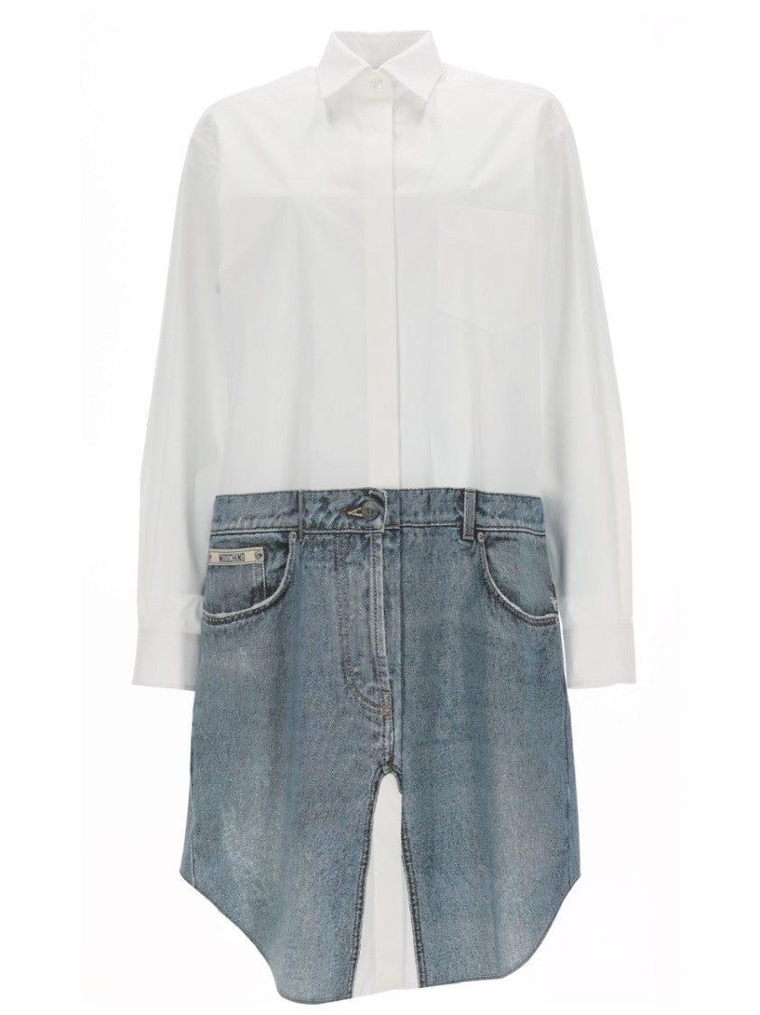 Moschino White Shirt Denim Skirt Day Dress
