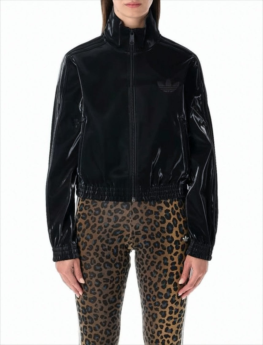 Adidas Glossy Black Jacket With High Collar