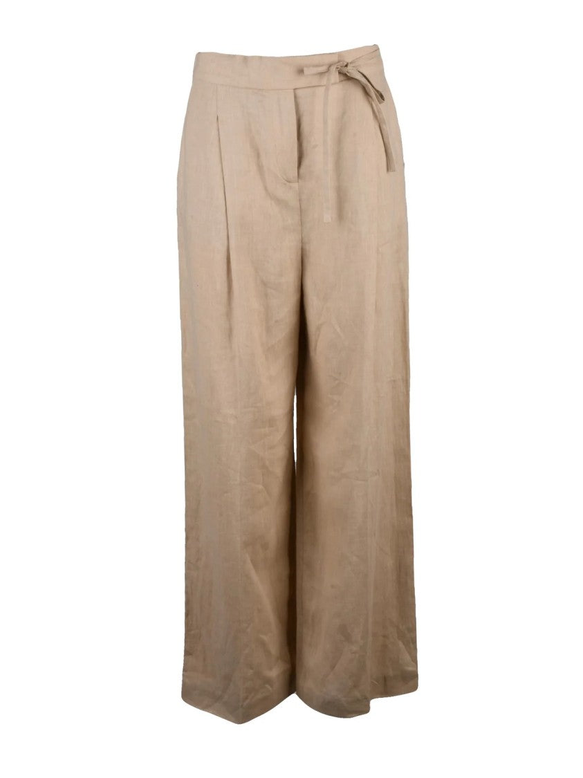 Eleventy Eleventy High Waist Linen Trousers - Beige
