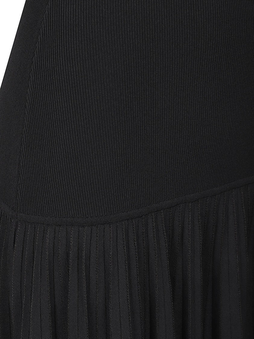 Alaïa Sleeveless Midi Dress With Fitted Bodice And Pleated Skirt