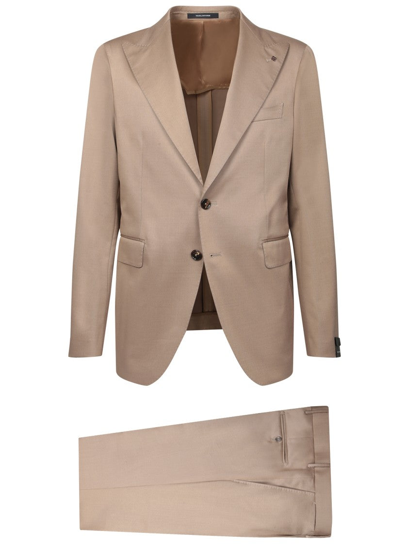 Tagliatore Beige Tailored Suit With Classic Notch Lapel