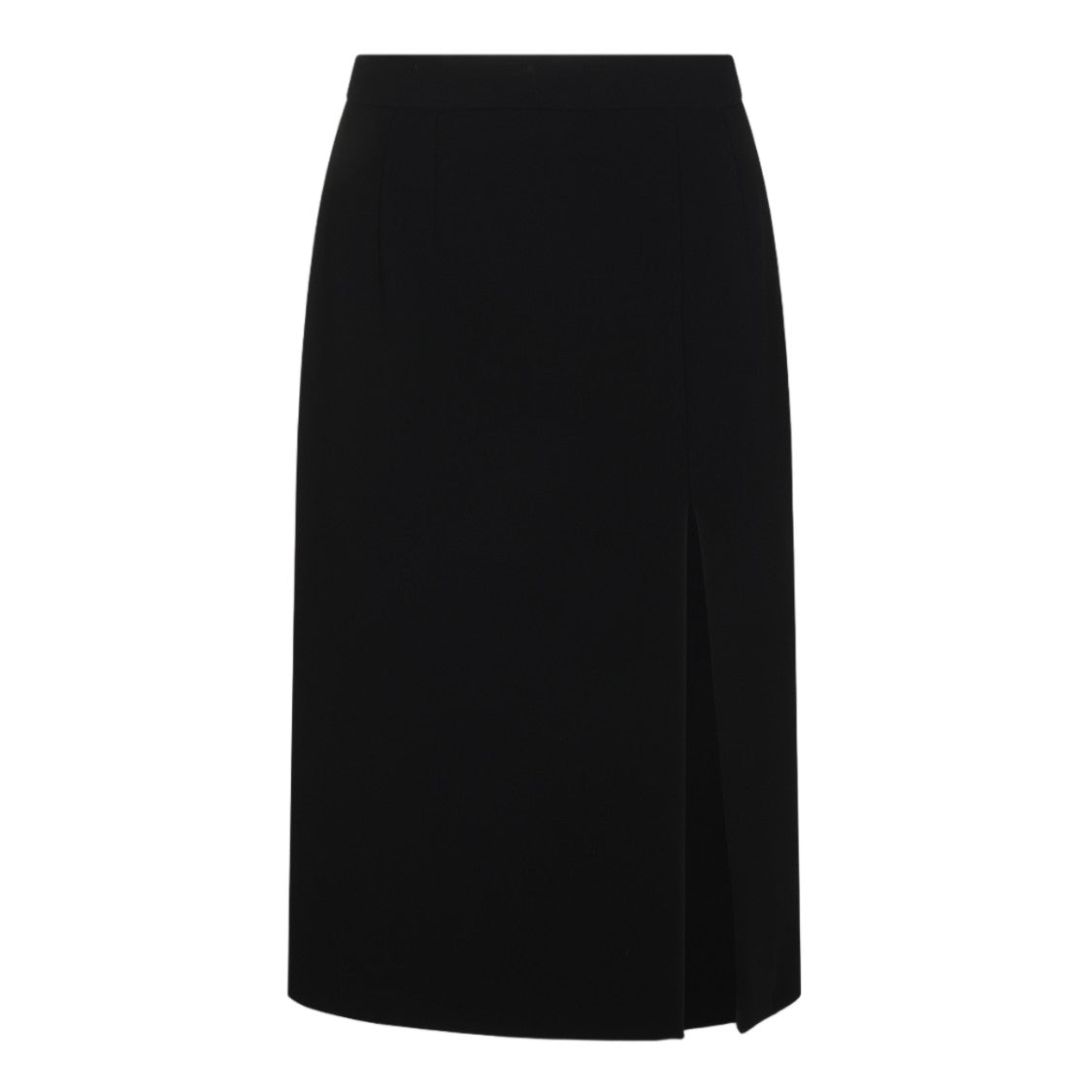 Dolce & Gabbana Black Front Slit Fitted Midi Skirt