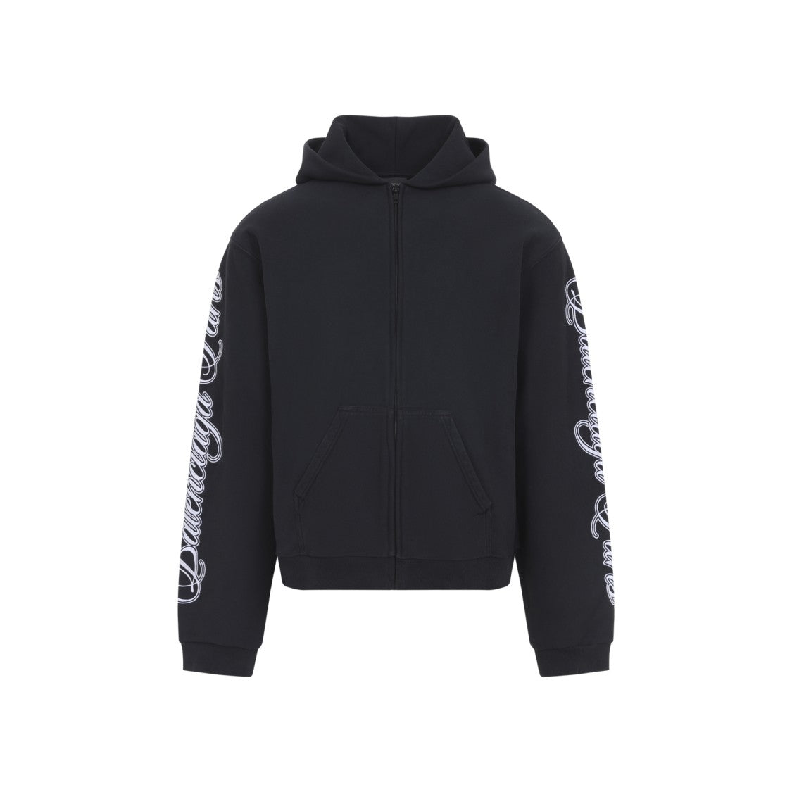 Balenciaga Zip-Up Hoodie With Bold Script Graphics