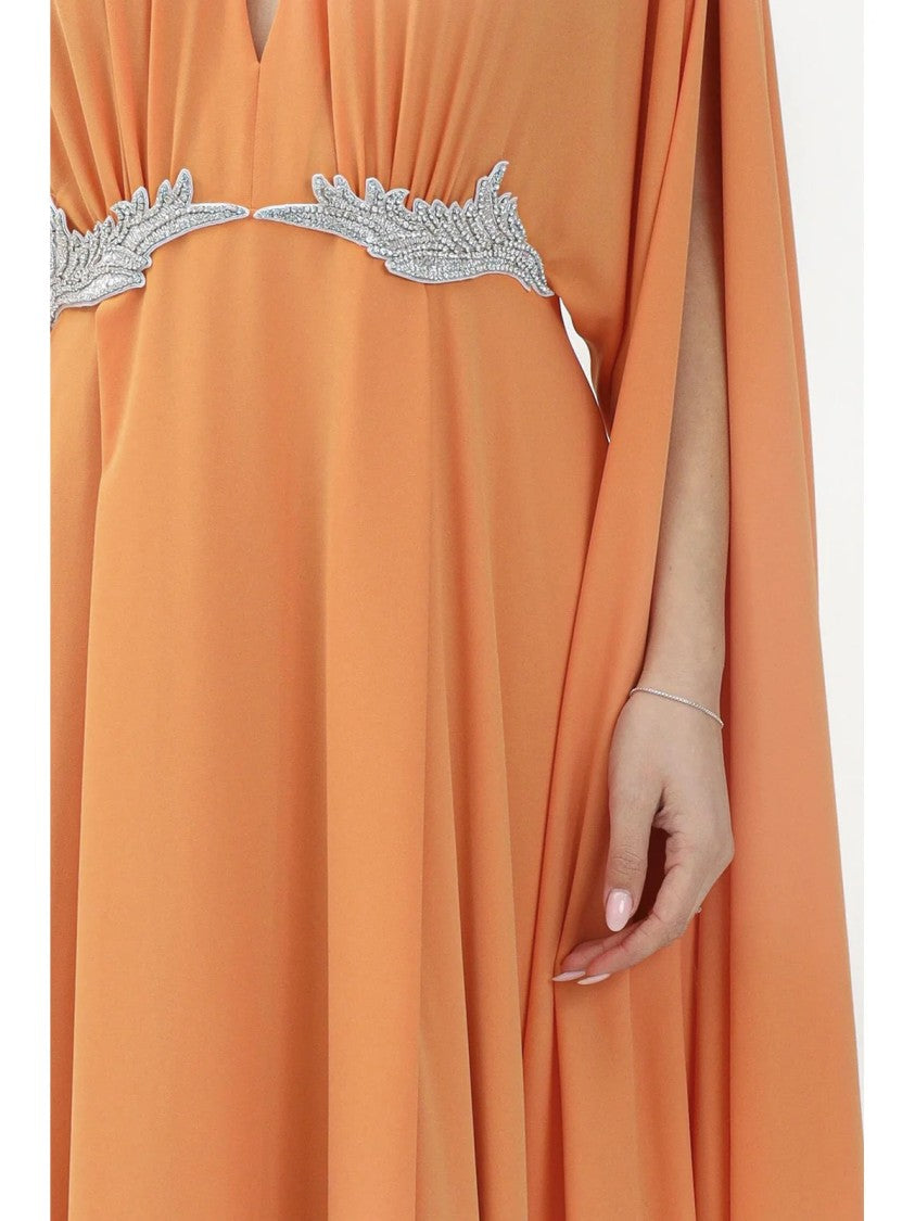 Alma Sanchez Orange Angera Kimono Sleeve Polyester Maxi Dress