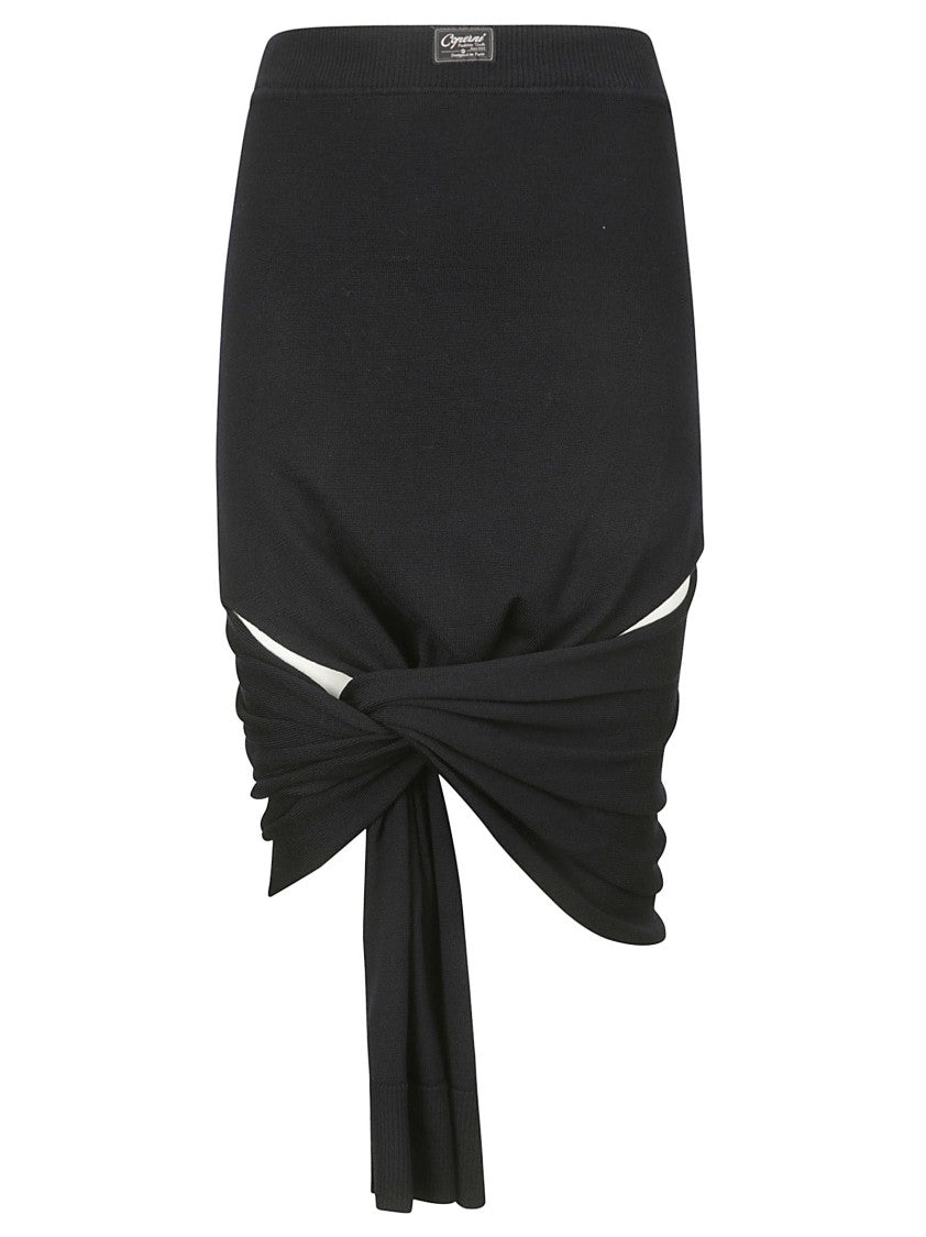 Coperni Wool Midi Skirt With Knot Detail