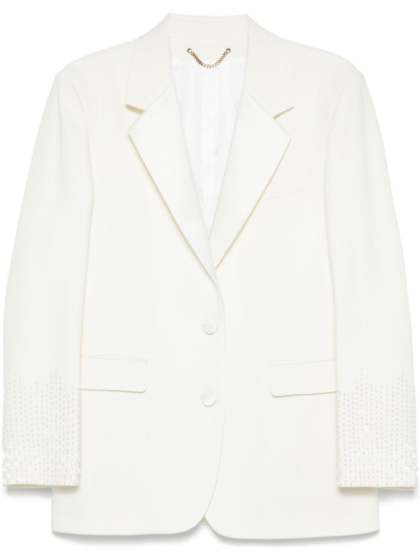 Golden Goose Tailored White Jacket With Embellished Sleeves