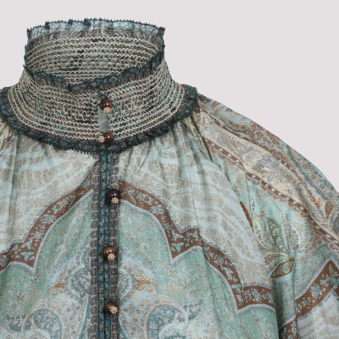 Zimmermann Tapestry Teal Multicolor Silk Wanderlust Billow Dress