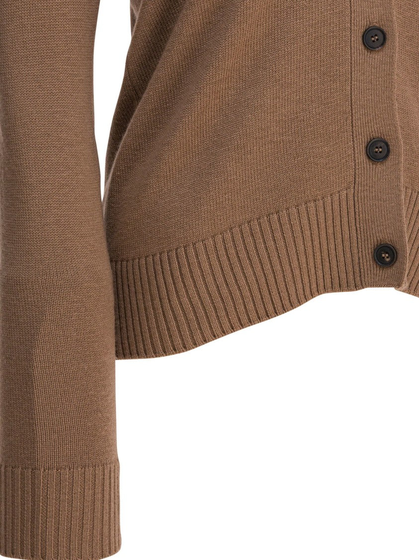 Max Mara V-Neck Brown Wool Cardigan