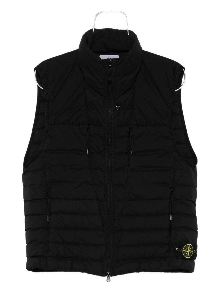 Stone Island Quilted Padded Sleeveless Jacket With High Collar