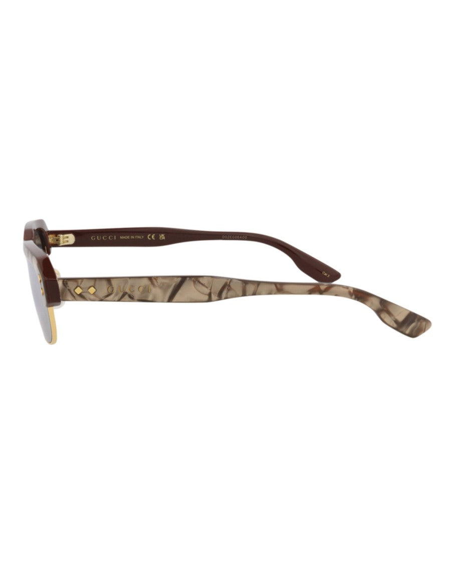 Gucci Square-Frame Sunglasses With Recycled Acetate And Gold Accents