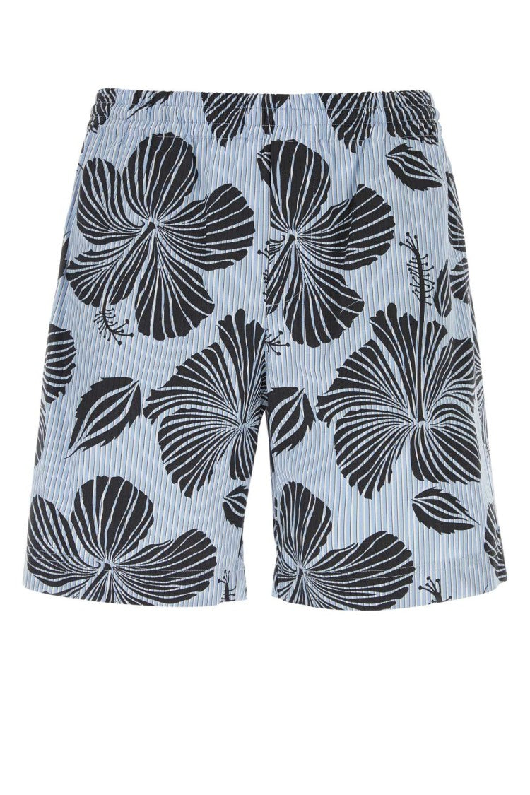 Msgm Embroidered Poplin Bermuda Shorts