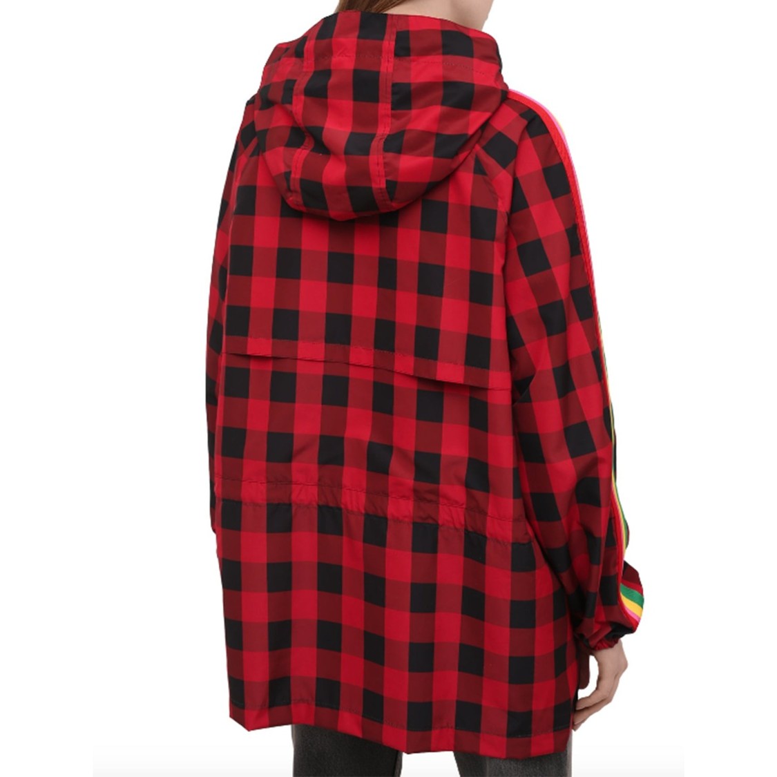 Palm Angels Windbreaker Jacket With Hood, Checkered Pattern