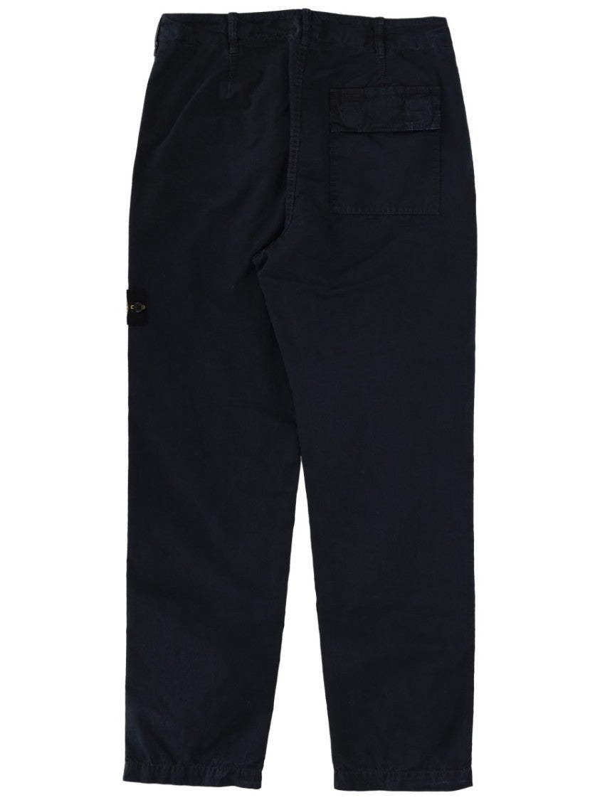 Stone Island Black Straight-Leg Logo Cotton Pants