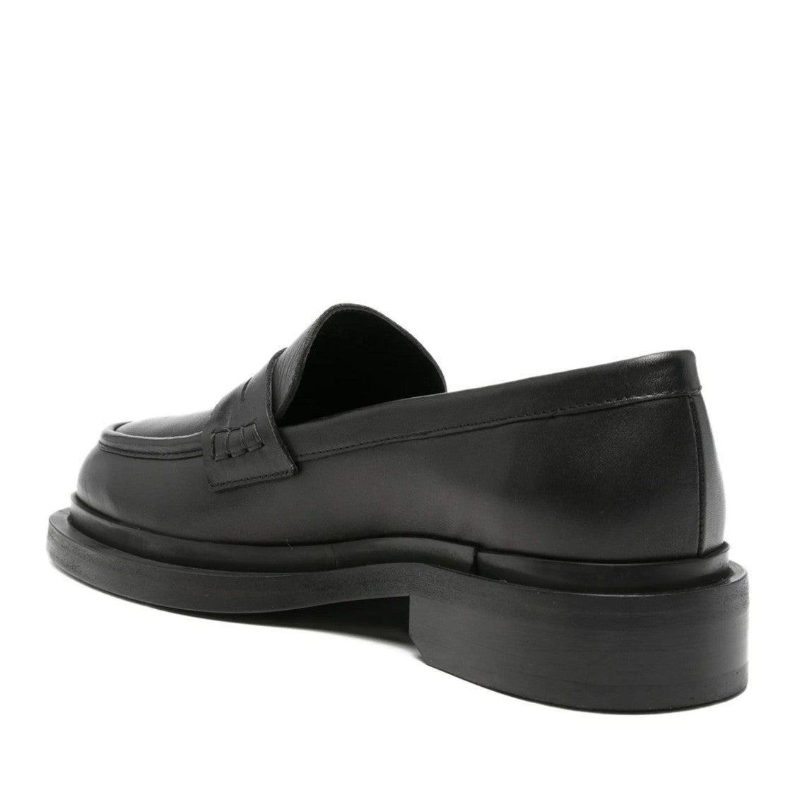 Adrianna Feretti Black Penny Strap Leather Loafers