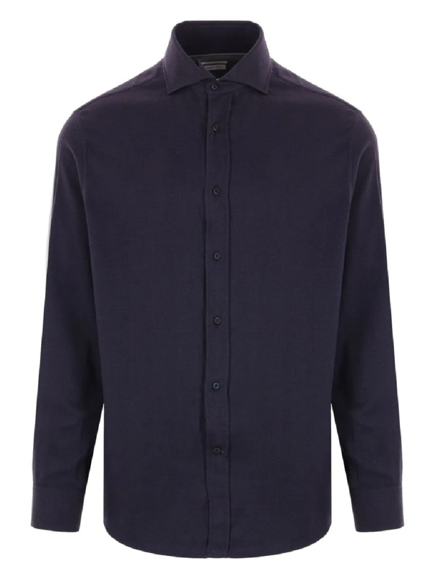 Brunello Cucinelli Button-Up Shirt With Classic Collar And Herringbone Texture