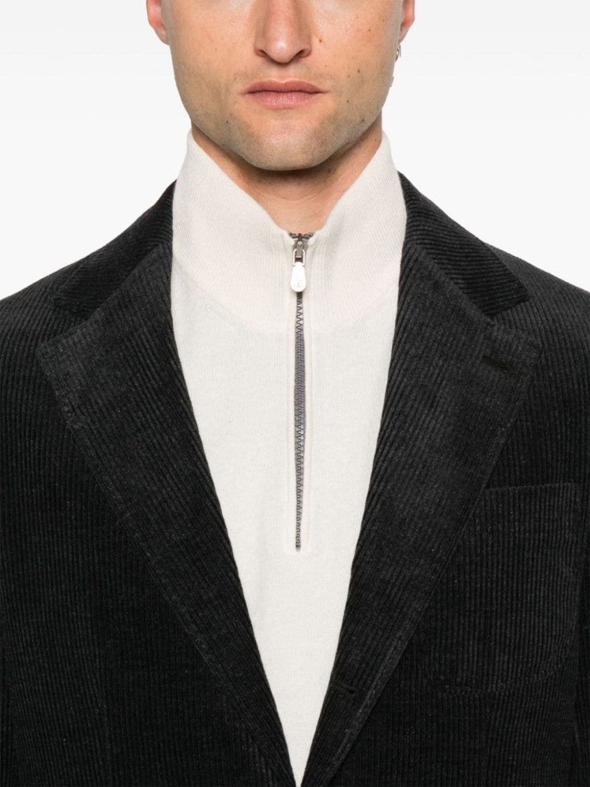 Brunello Cucinelli Luxury Cotton-Wool Blend Jacket With Classic Design And Refined Finish
