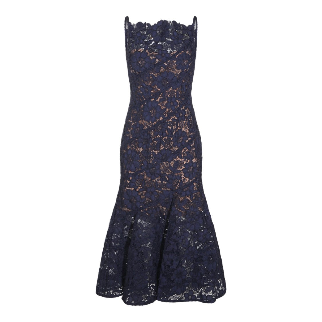 Self-Portrait Intricate Floral Lace Midi Dress