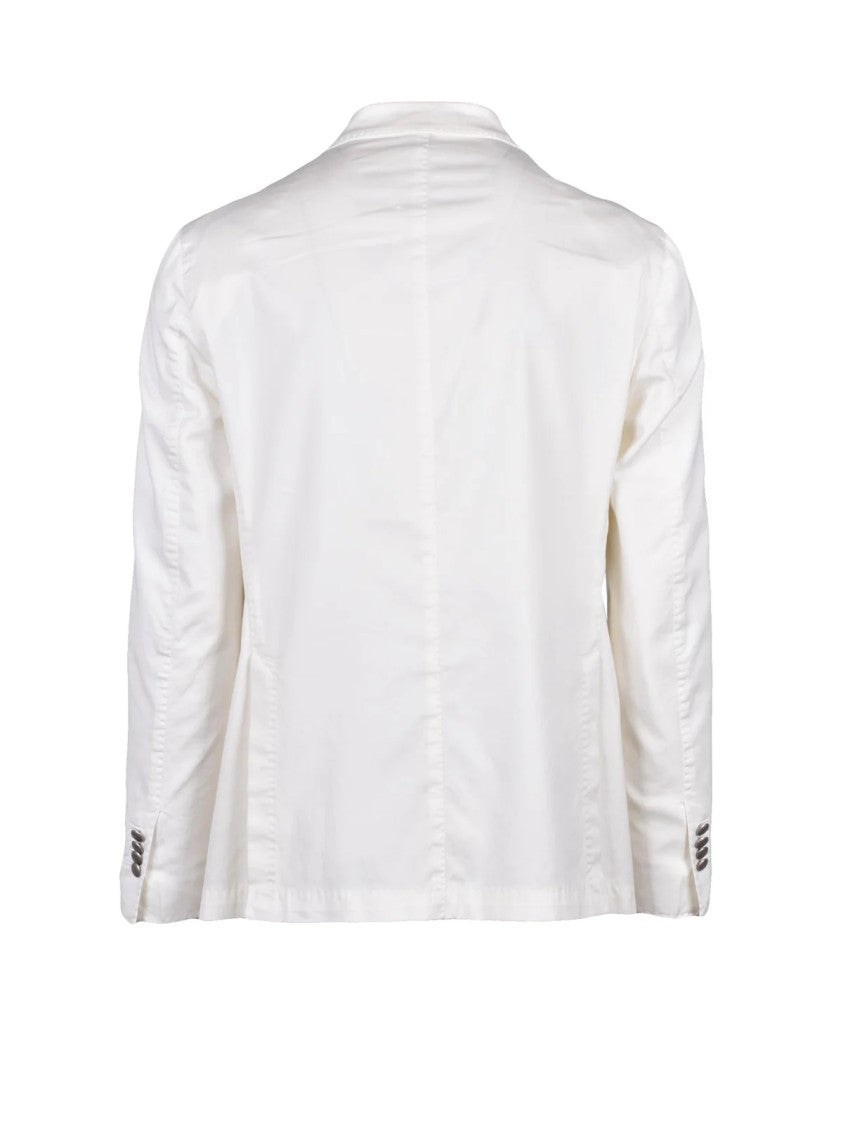 L.B.M. 1911 White Cotton Silk Elastane Double-Breasted Jacket