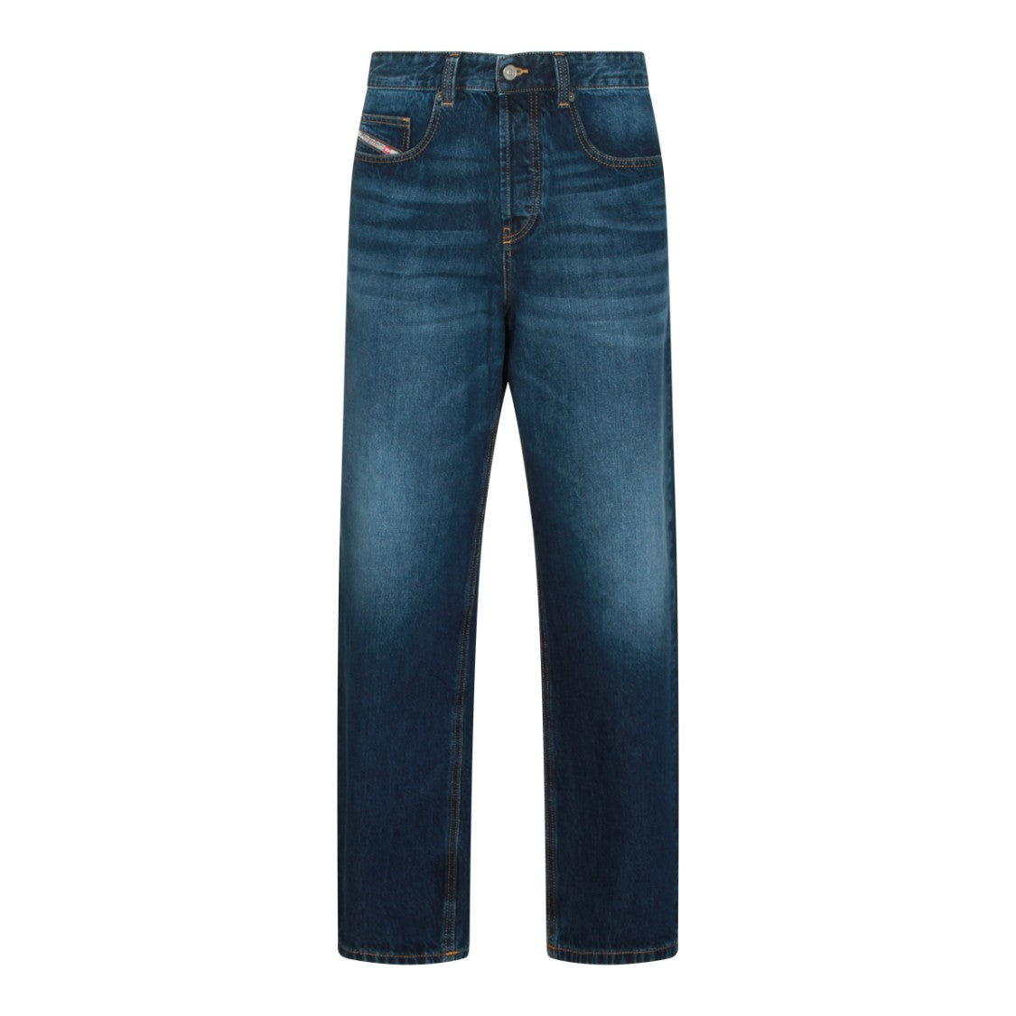 Diesel Straight-Leg Dark Blue Cotton Denim Jeans