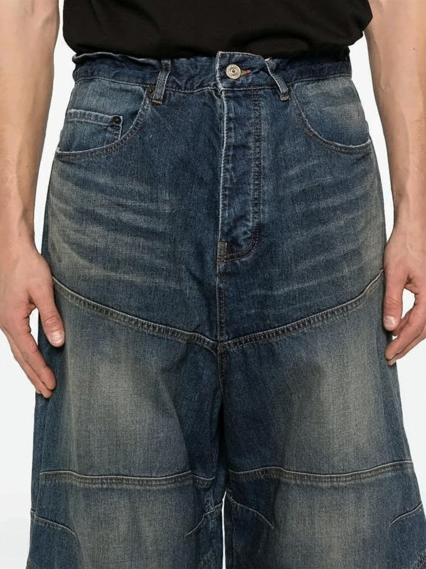 Balenciaga Wide-Leg Denim Pants With High Waist And Distressed Wash