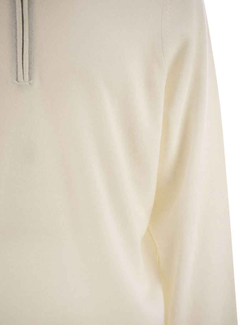 Brunello Cucinelli High-Necked Cashmere Sweater With Zip Opening