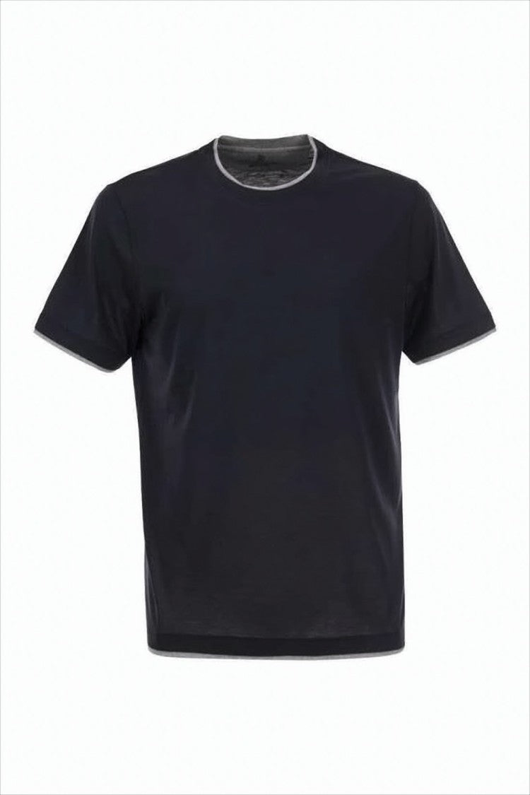 Brunello Cucinelli Black T-Shirt With Silk And Cotton Blend