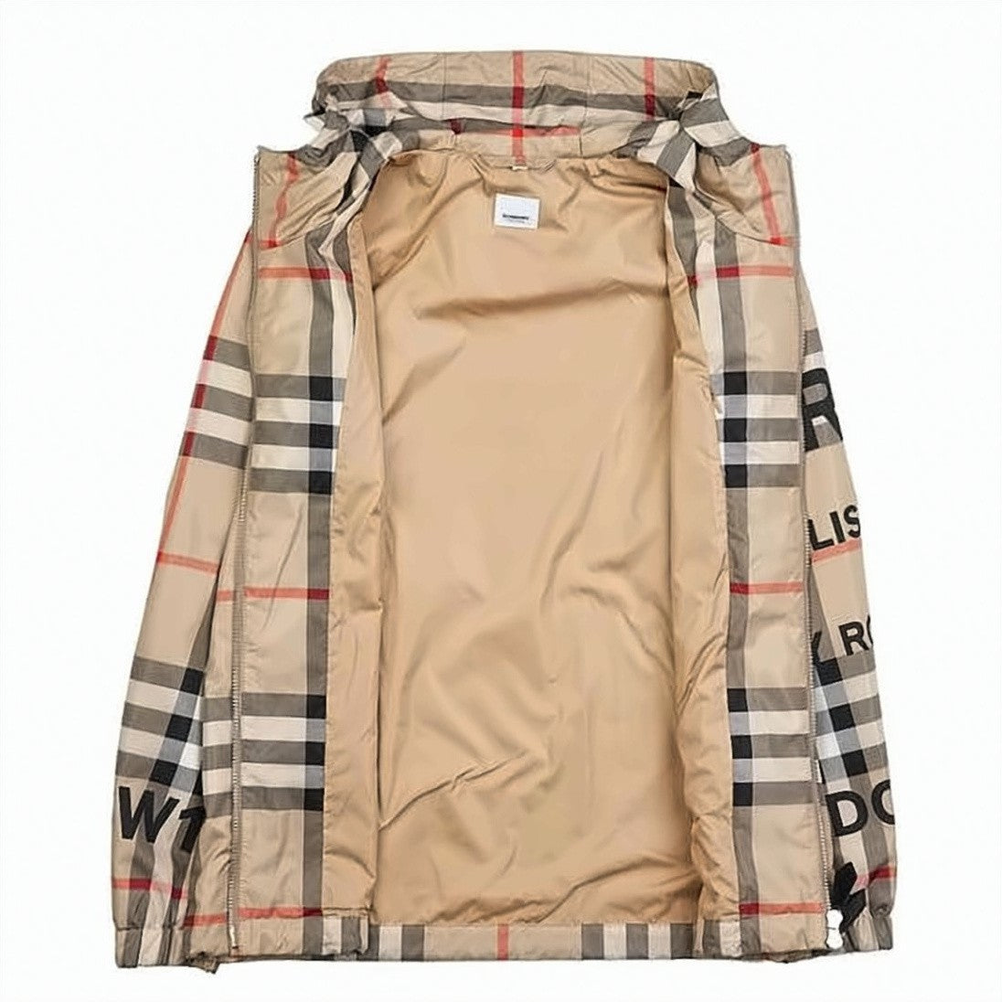 Burberry Hooded Lightweight Jacket With Classic Check Pattern