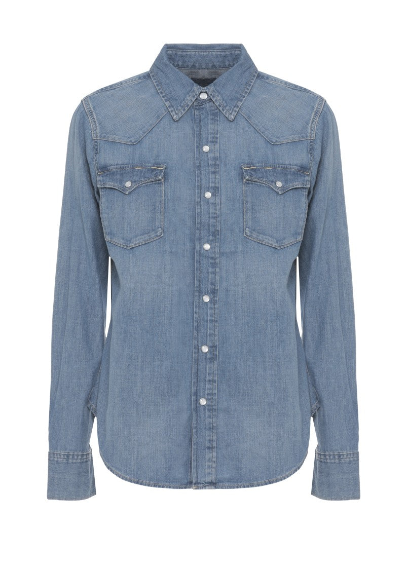 Polo Ralph Lauren Blue Snap Button Denim Shirt