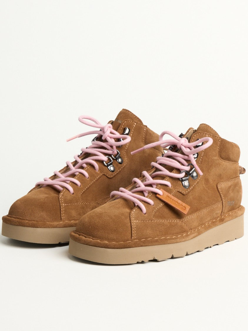 Panchic Mid-Top Suede Sneakers With Contrasting Laces And Textured Sole