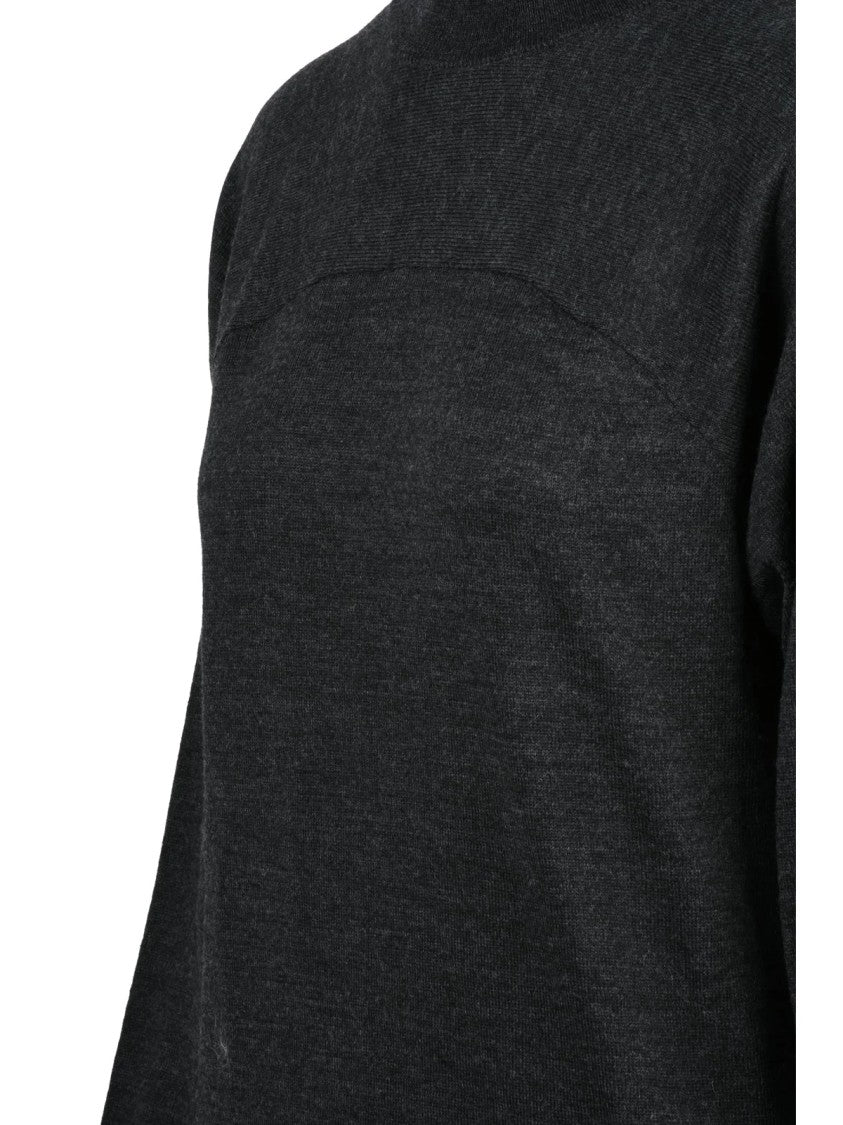 Mm6 By Maison Margiela High Neck Knit Dress With Fitted Silhouette And Ribbed Details