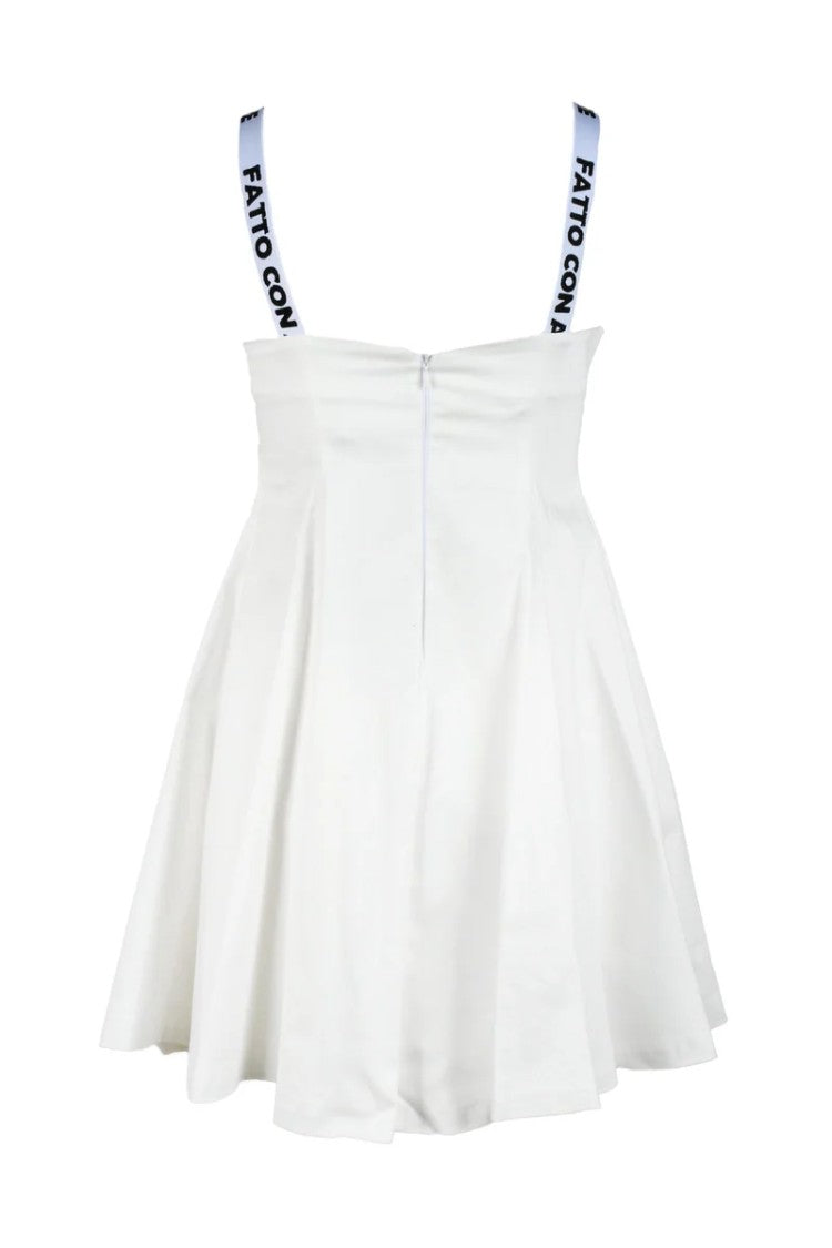 Giulia N White Sweetheart Cotton-Blend Mini Dress